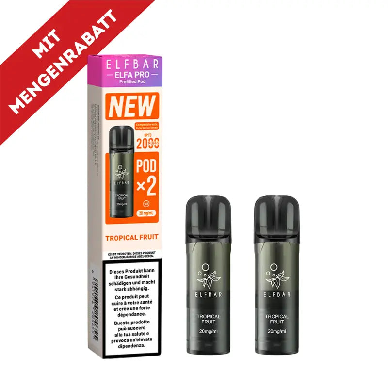 Elfbar Elfa Pro V2 Pods 20mg - Tropical Fruit 2er Pack