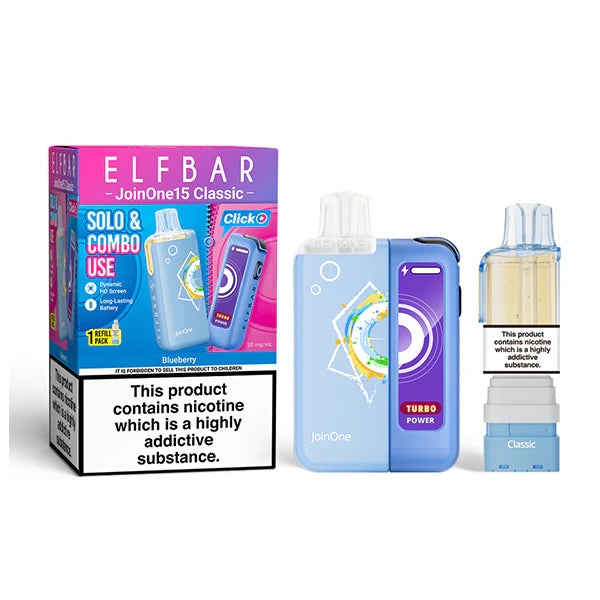 ELFBAR JOIN ONE 15 CLASSIC blueberry 20mg kit mit pod und usb c akku