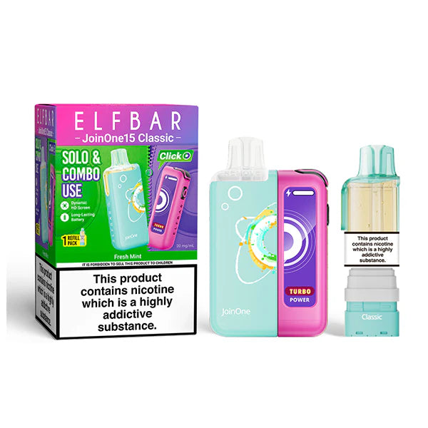 ELFBAR JOIN ONE 15 CLASSIC fresh mint 20mg kit mit pod und usb c akku