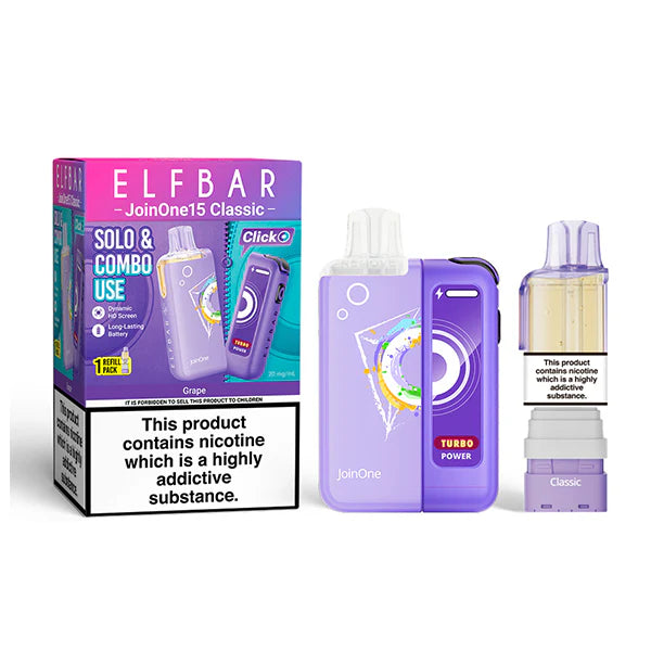 ELFBAR JOIN ONE 15 CLASSIC grape 20mg kit mit pod und usb c akku