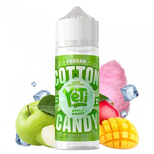 e-liquid yeti, 100ml ohne nikotin, apple mango cotton candy ice
