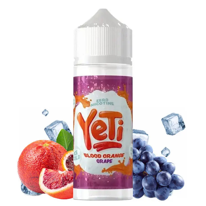 e-liquid yeti, 100ml ohne nikotin, blood orange grape ice