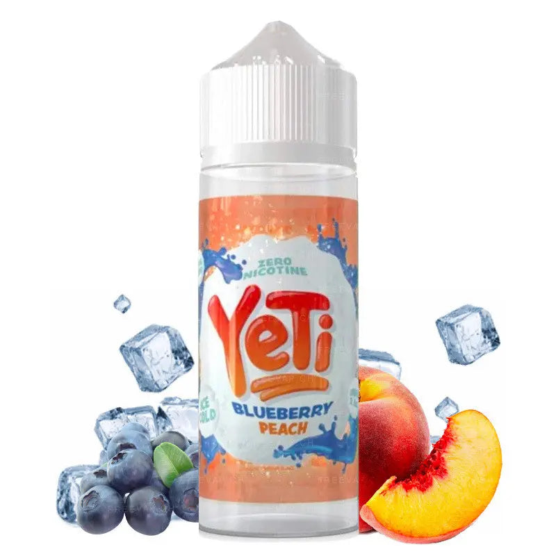 e-liquid yeti, 100ml ohne nikotin, blueberry peach ice