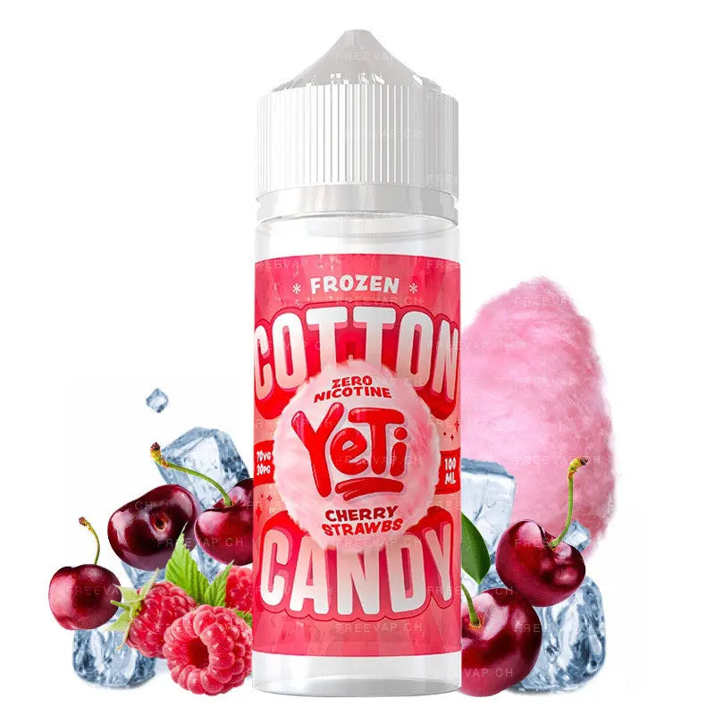 e-liquid yeti, 100ml ohne nikotin, cherry strawberry cotton candy ice