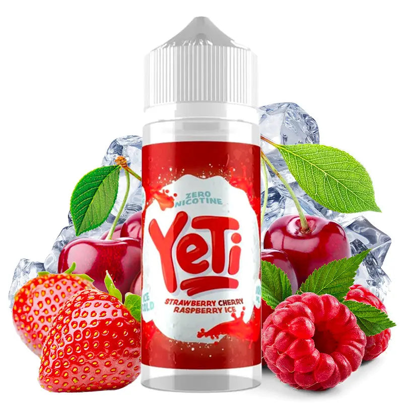 e-liquid yeti, 100ml ohne nikotin, strawberry cherry raspberry ice