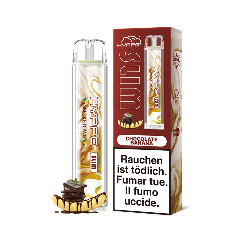 hyppe slim vape 20mg nikotin 1100 puffs chocolate banana