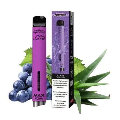 vapes hyppe max flow 2000 puffs ohne nikotin, aloe grape