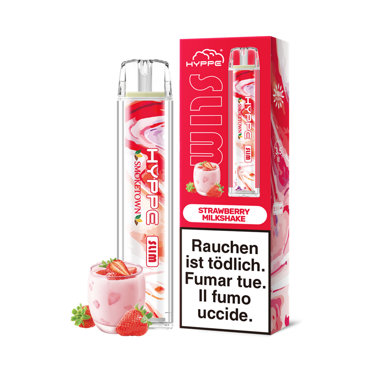 hyppe slim vape 20mg nikotin 1100 puffs strawberry milkshake