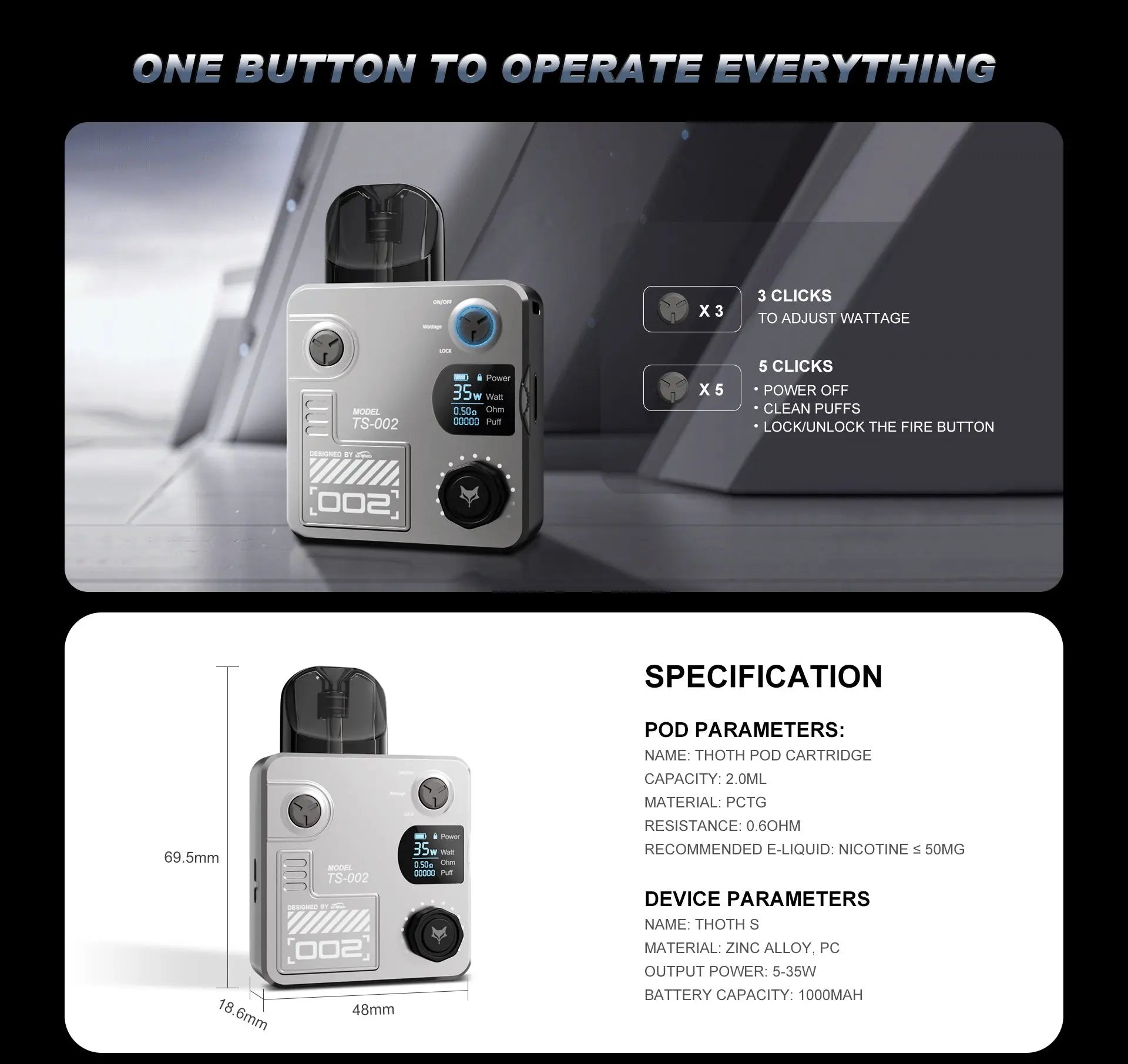 Kumiho THOTH S Pod Kit 35W