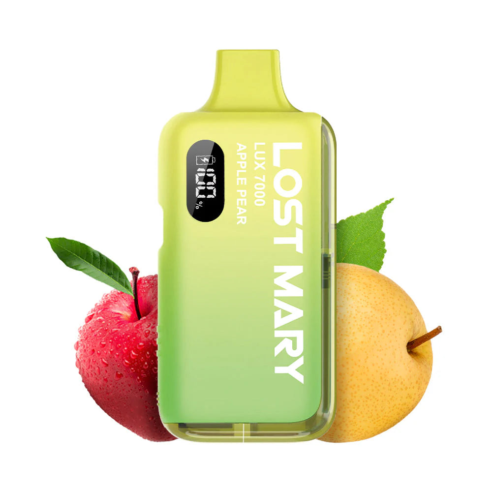 LOST MARY lux 7000 apple pear einweg e zigarette mit apfel und birne geschmack vorgefuellt mit integriertem akku und zugautomatik