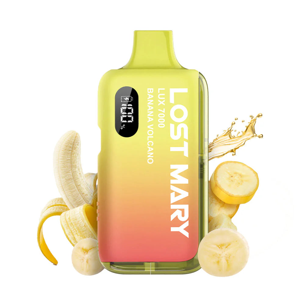 LOST MARY lux 7000 banana volcano einweg e zigarette mit banane geschmack vorgefuellt mit integriertem akku und zugautomatik