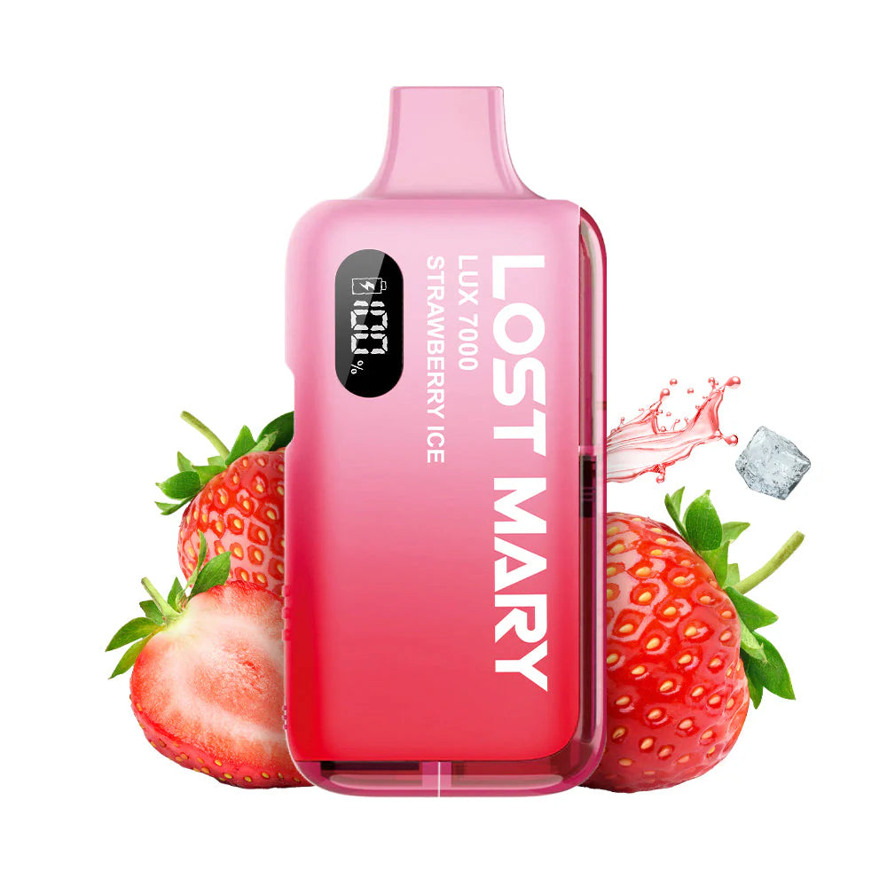 LOST MARY lux 7000 strawberry ice einweg e zigarette mit erdbeere und menthol geschmack vorgefuellt mit integriertem akku und zugautomatik