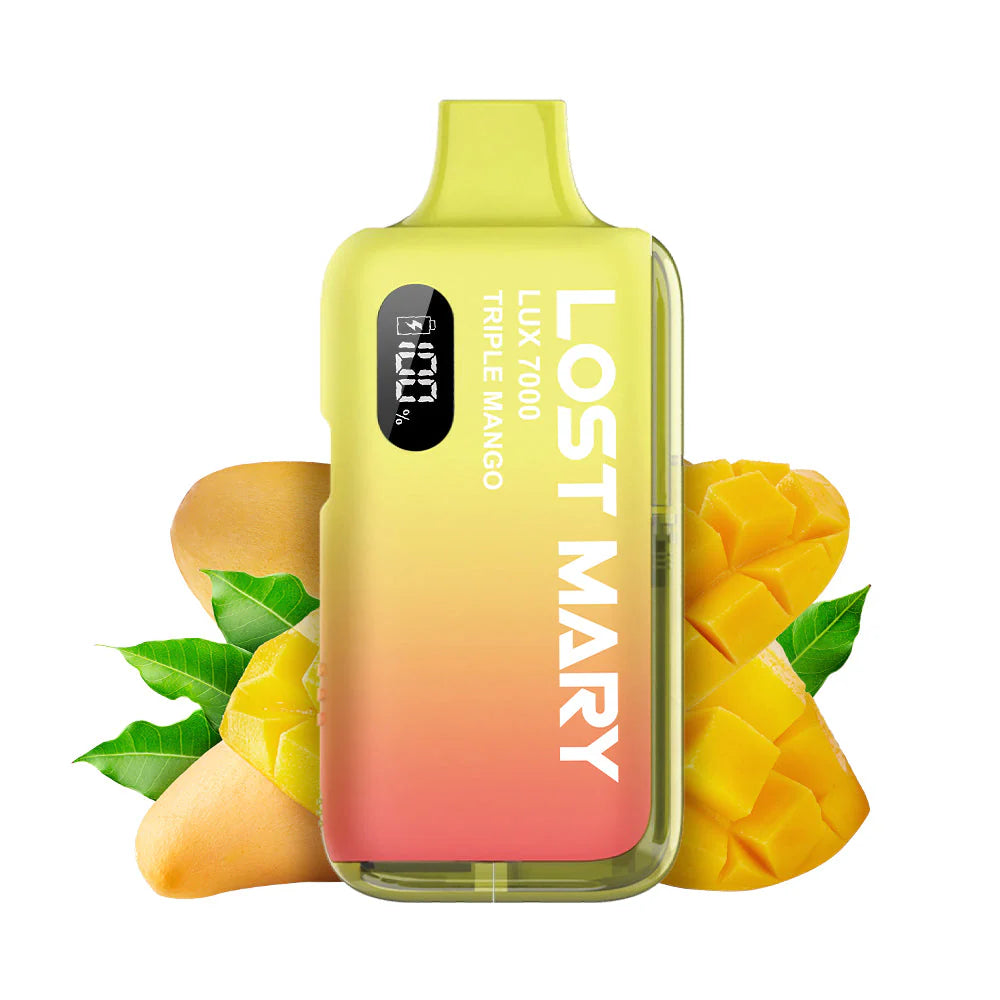 LOST MARY lux 7000 triple mango einweg e zigarette mit mango geschmack vorgefuellt mit integriertem akku und zugautomatik