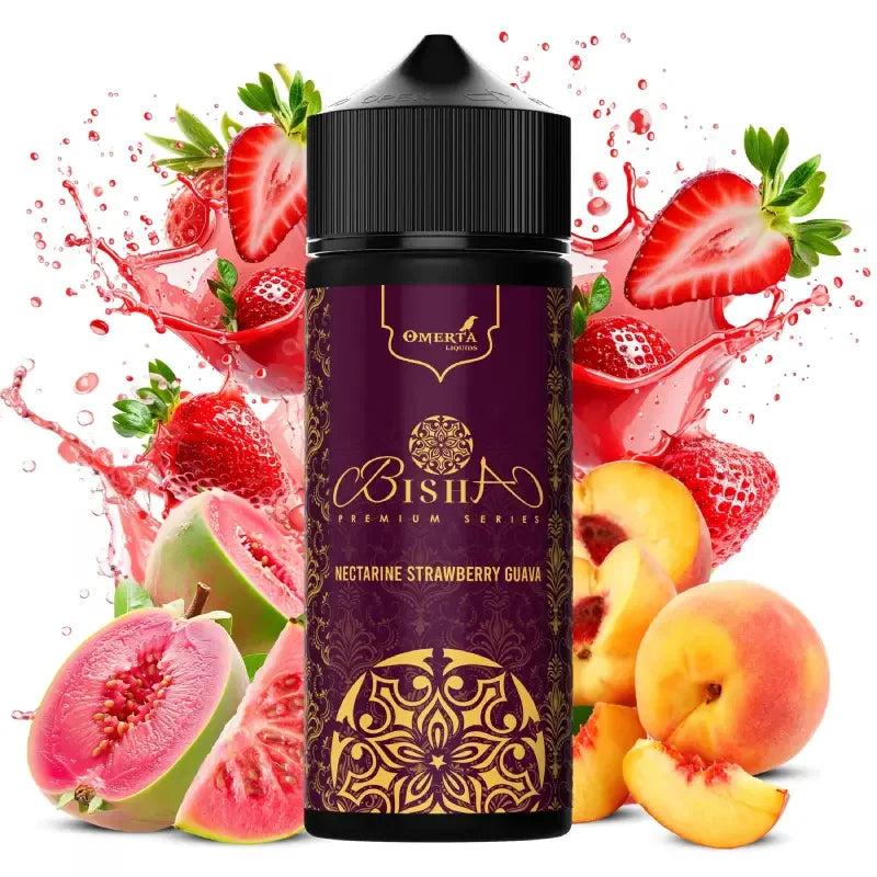 Omerta E-Liquid 80ml - Bisha Nectarine Strawberry Guava 0mg