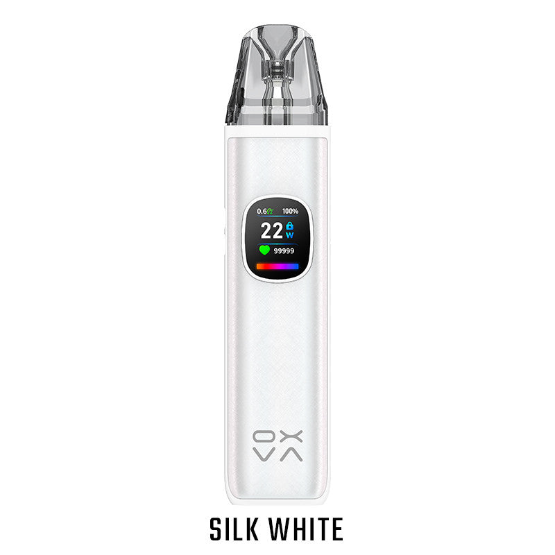 OXVA xlim pro 2 dna silk white pod system e zigarette geraet in weisser ausfuehrung mit integriertem akku und display