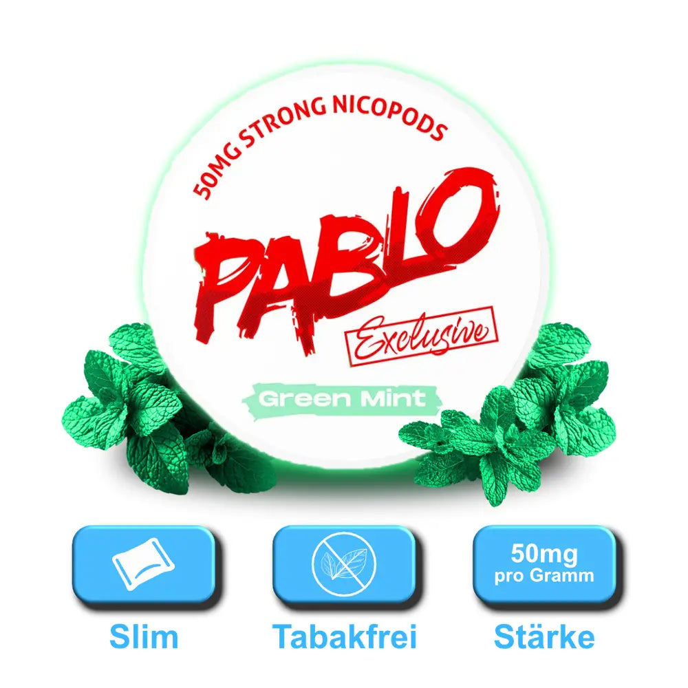 pablo exclusive snus green mint dose slim format 50mg