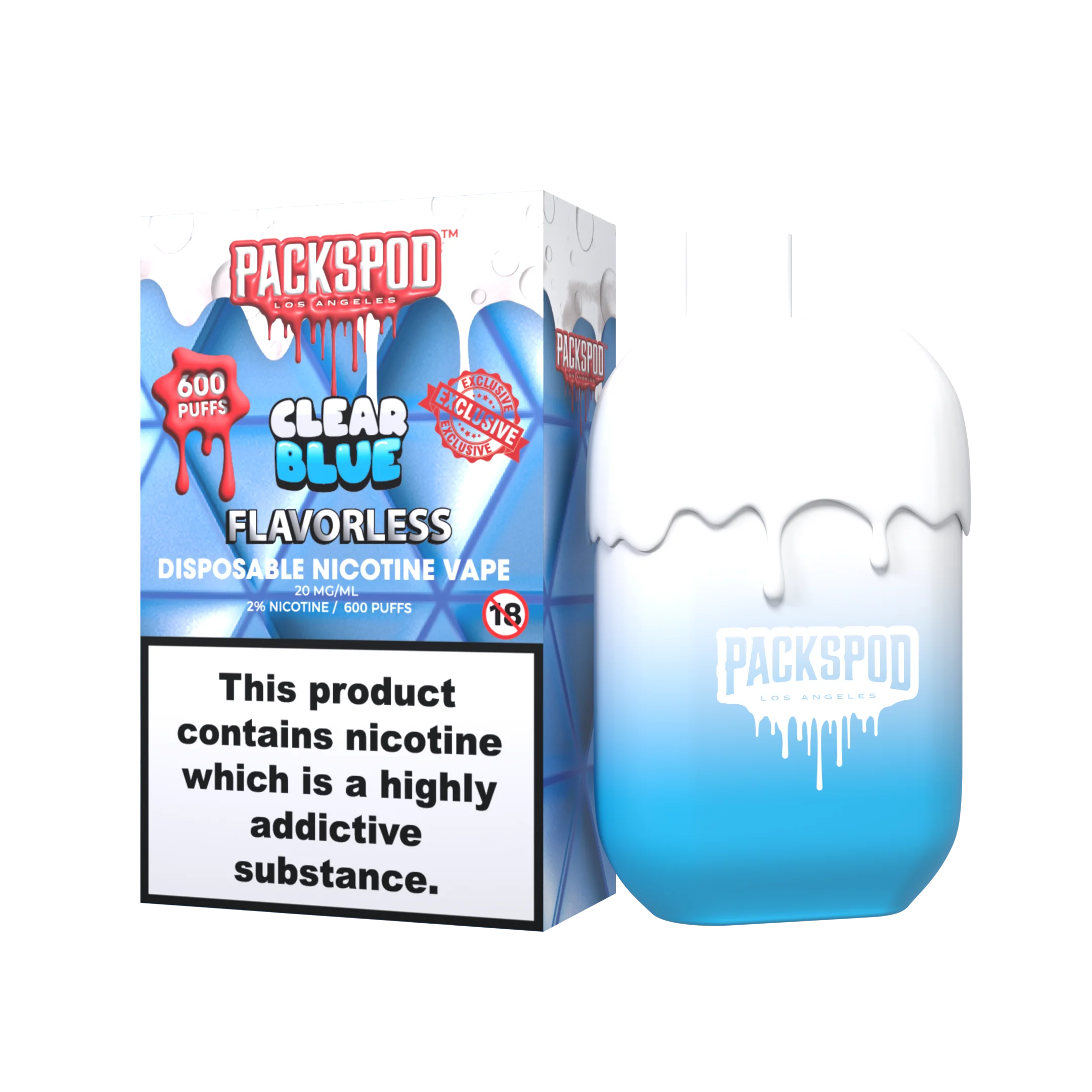 packspod vape los angeles mit 20mg nikotin 600 puffs clear blue