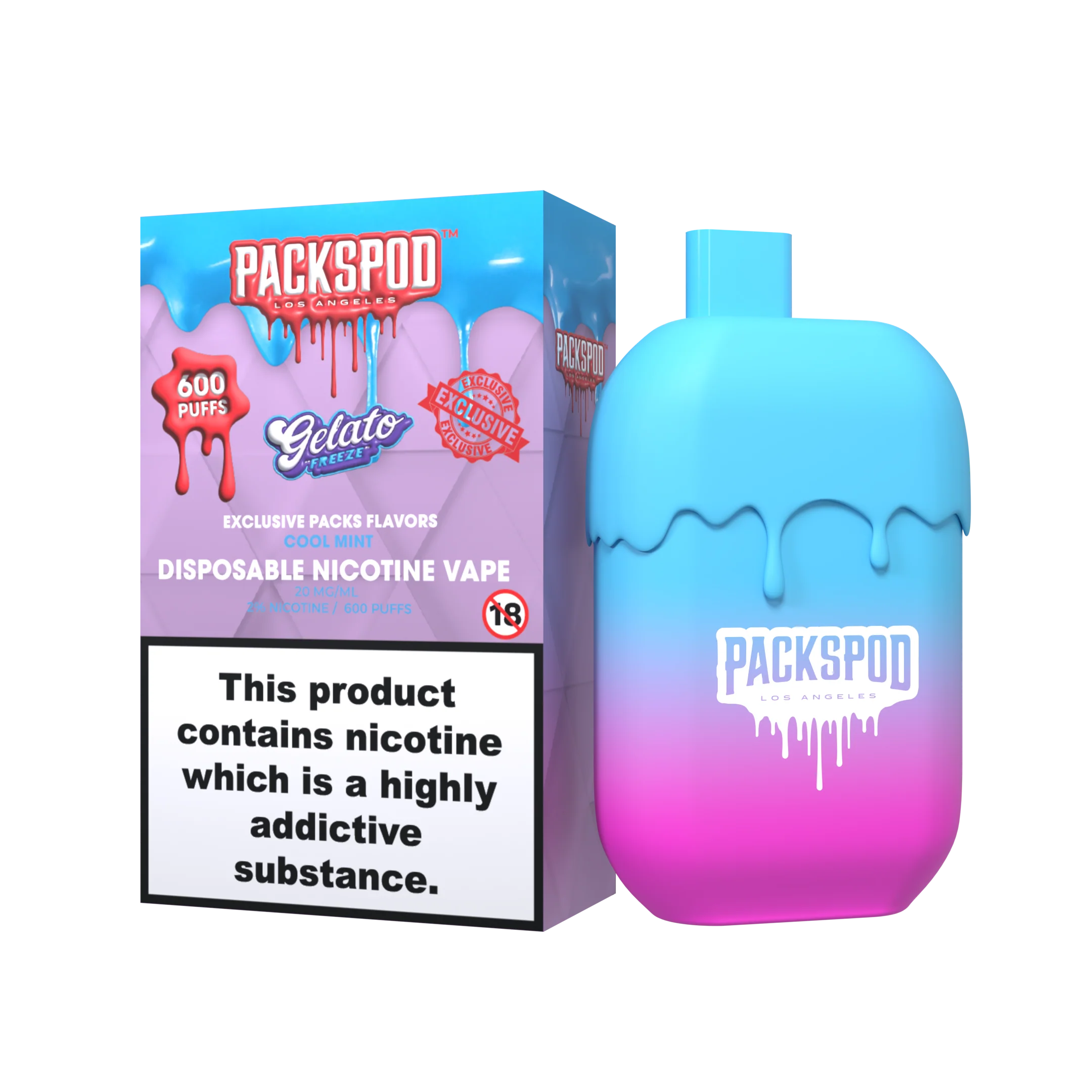 packspod vape los angeles mit 20mg nikotin 600 puffs gelato freeze cool mint