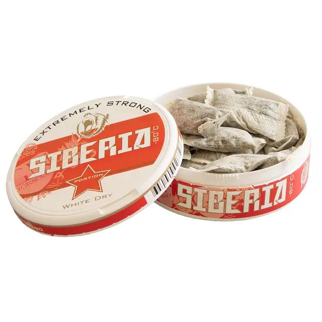 siberia snus x-strong white dry portion mit 43mg nikotin in offener dose