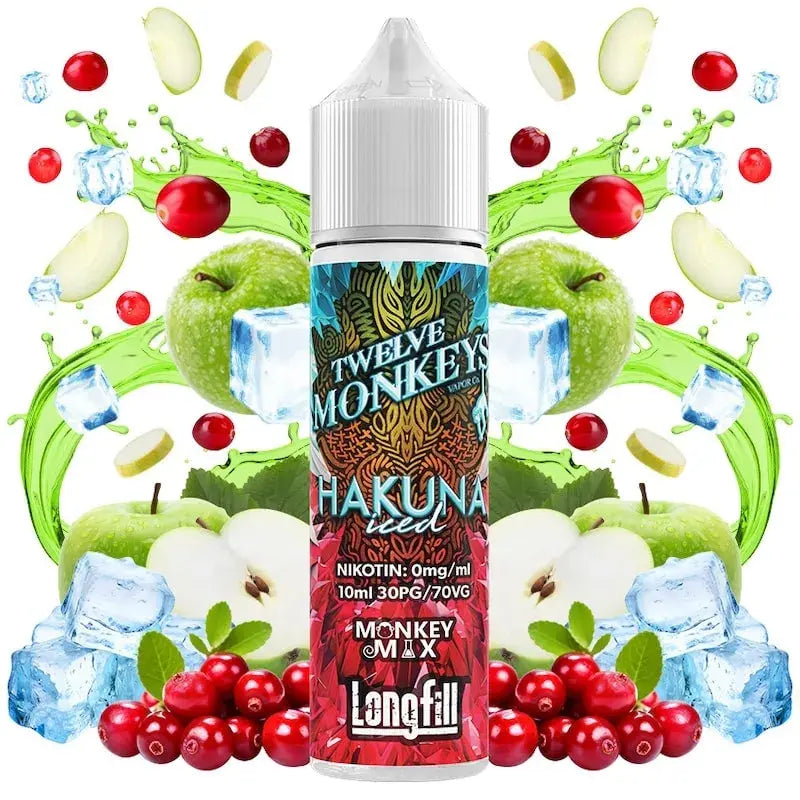 TWELVE MONKEYS hakuna iced longfill aroma nachfuellflasche mit fruchtigem menthol aroma fuer e zigaretten in plastikflasche