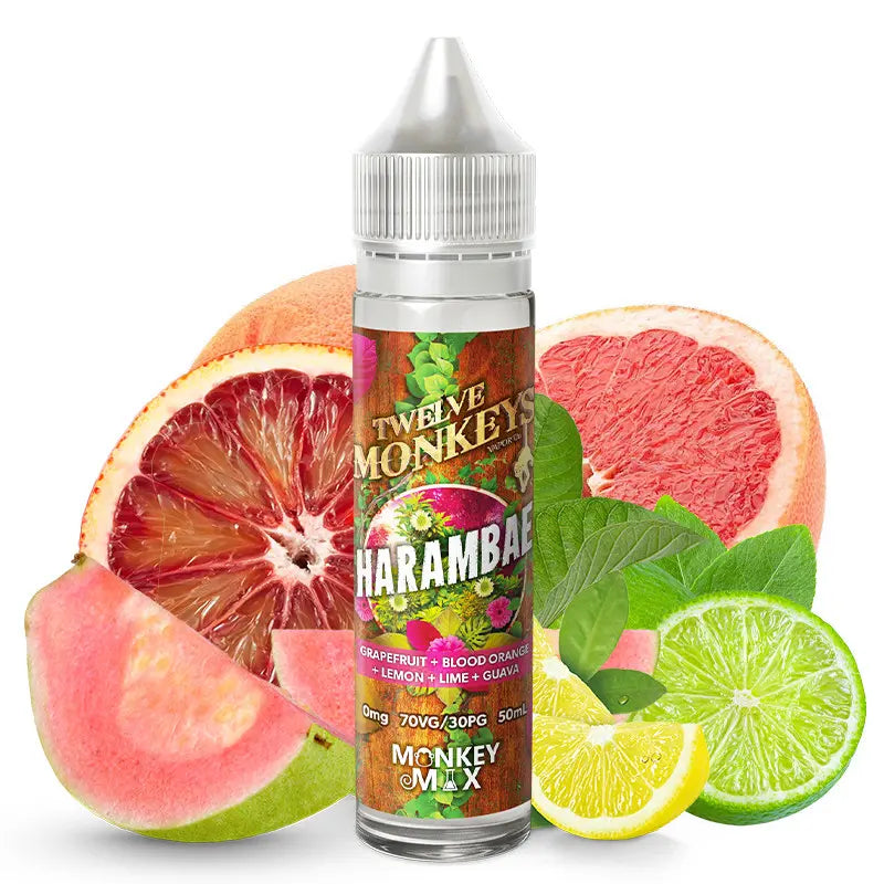 e-liquid twelve monkeys 50ml ohne nikotin, harambae grapefruit blutorange lemon lime guava
