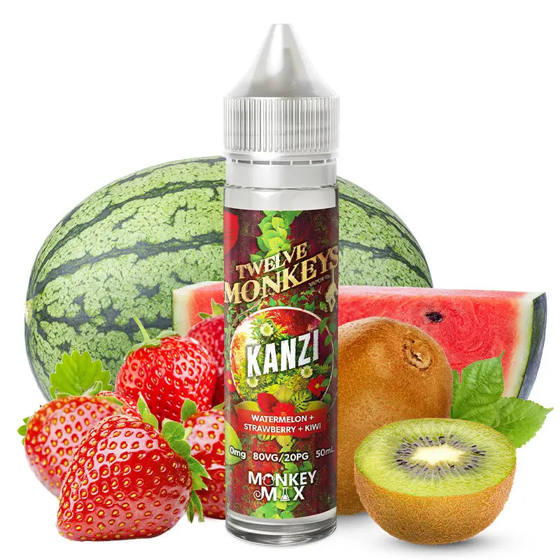 e-liquid twelve monkeys 50ml ohne nikotin, kanzi watermelon strawberry kiwi