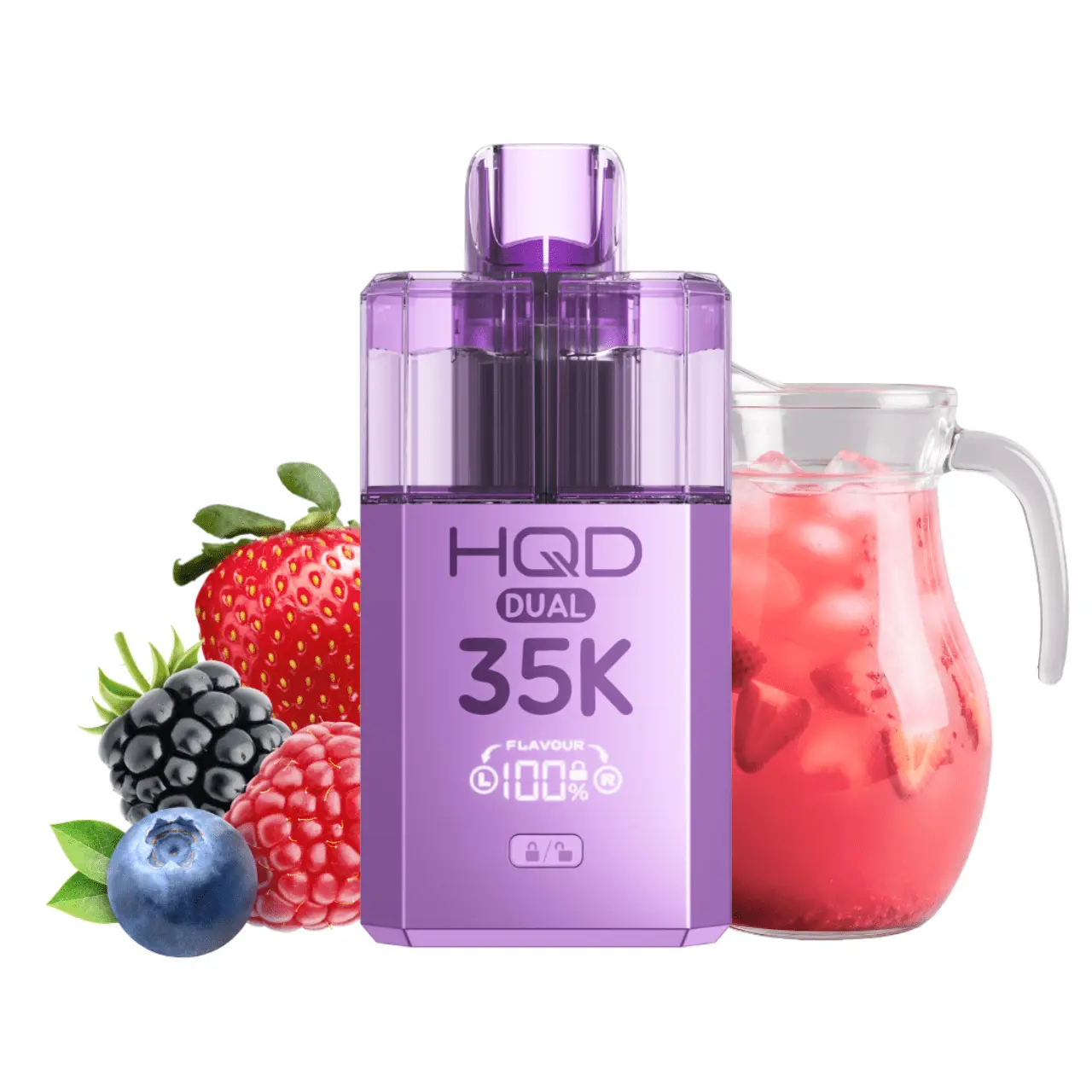 HQD dual 35k starter kit berry raspberry und berry lemonade 20mg vape kit mit beeren himbeere und beeren limonade aroma nikotinsalz