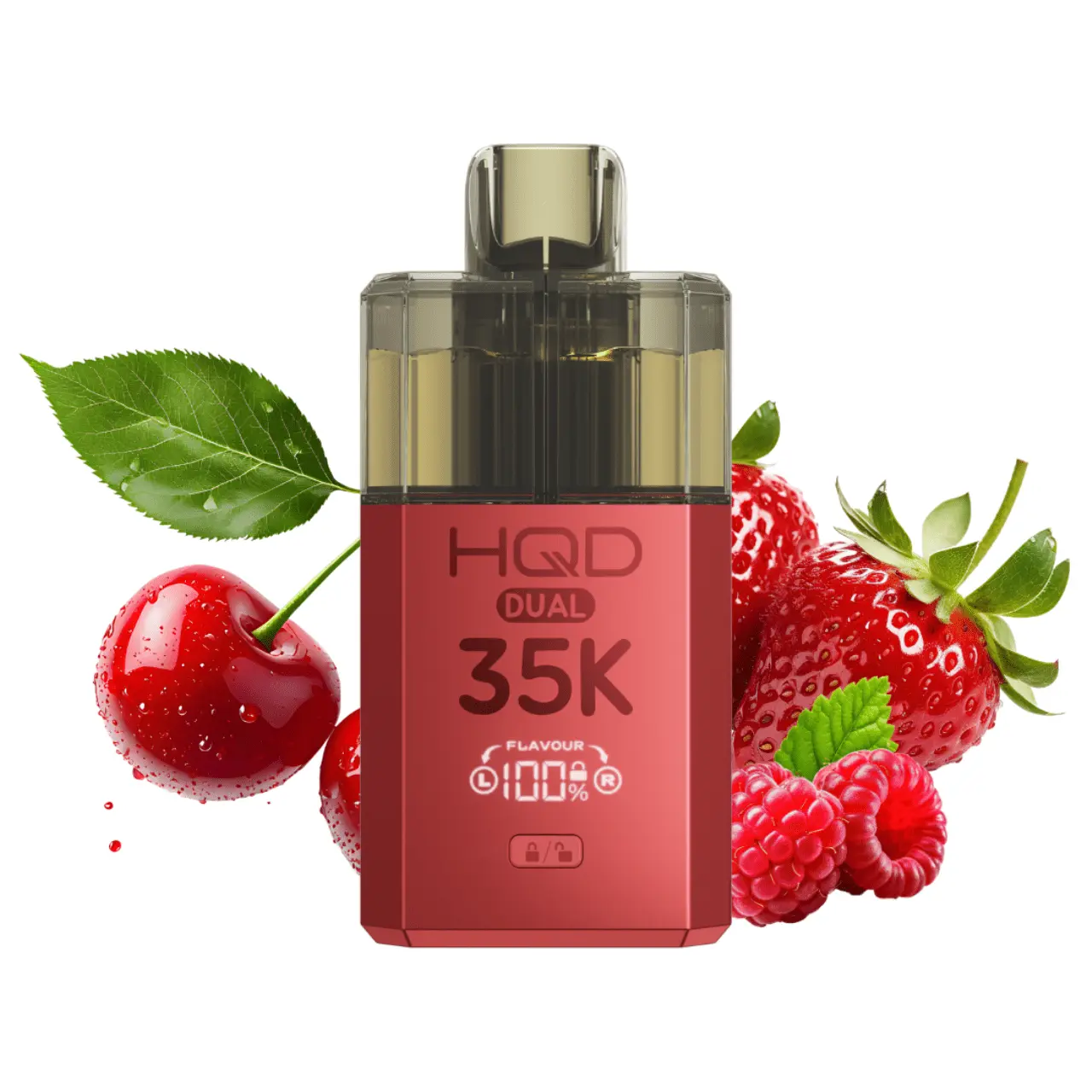 HQD dual 35k starter kit cherry und strawberry raspberry 20mg vape kit mit kirsch und erdbeer himbeer aroma nikotinsalz