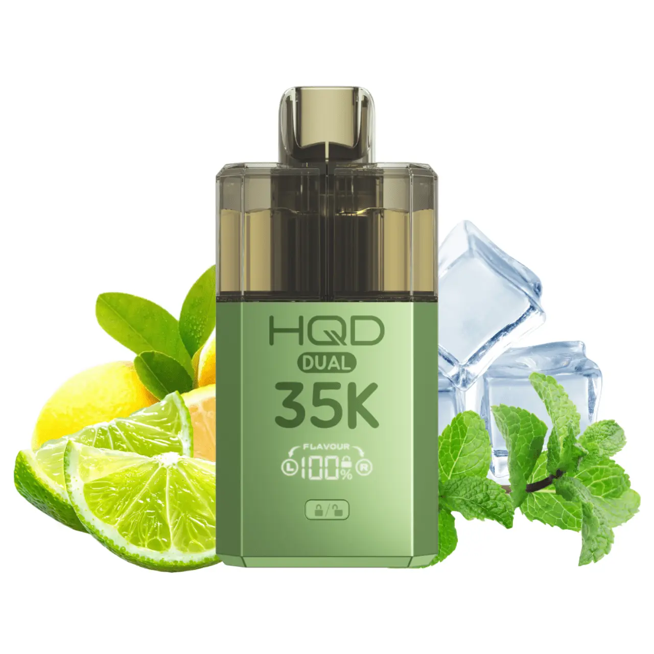 HQD dual 35k starter kit lemon lime und ice mint 20mg vape kit mit zitrone limette und ice minze aroma nikotinsalz