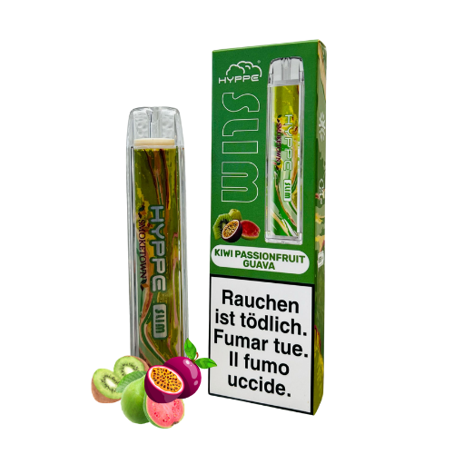 vape hyppe slim 1100 puffs 20mg nikotin kiwi passionfruit guava