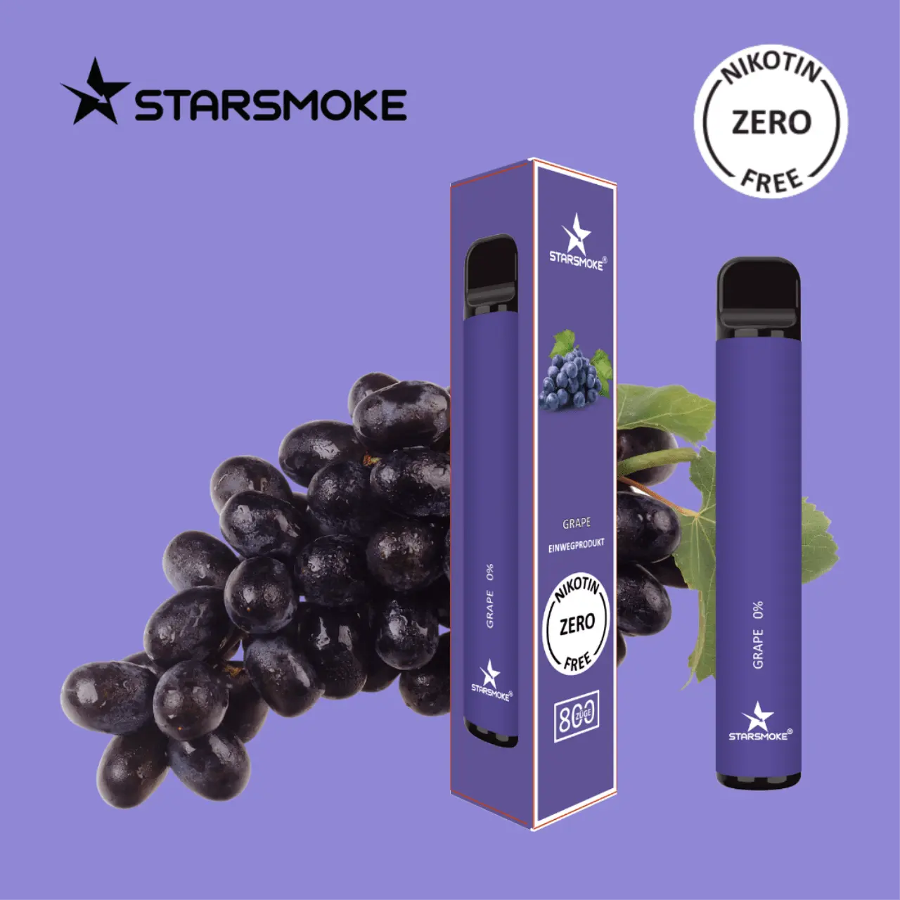 vapes starsmoke mit 800 puffs ohne nikotin traube