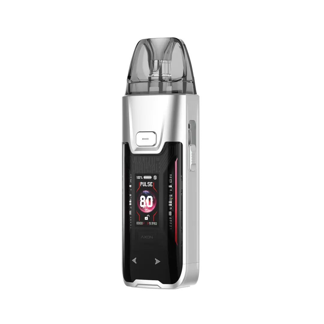 VAPORESSO xr max 2 silver pod system e zigarette geraet in silberner ausfuehrung mit integriertem akku und display