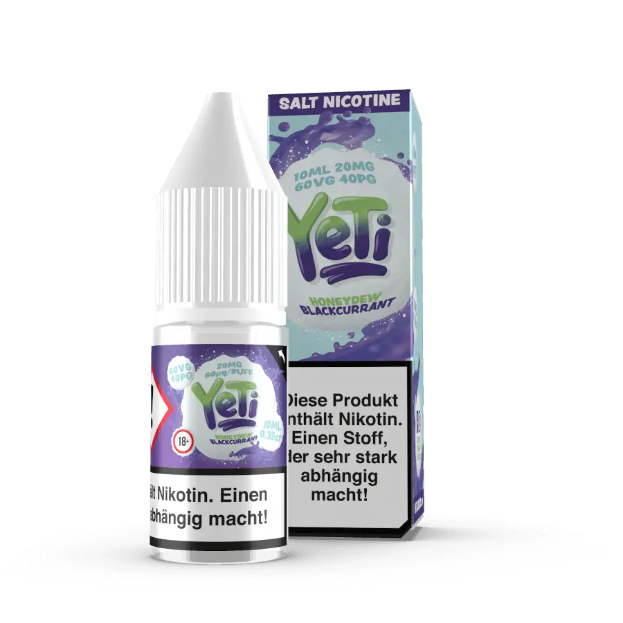 YETI SALT e liquid honeydew blackcurrant 10ml mit honigmelone schwarze johannisbeere aroma nikotinsalz liquid fuer pod systeme hergestellt in grossbritannien