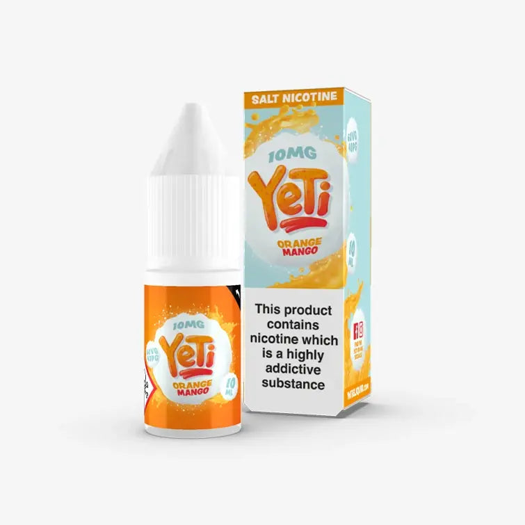 YETI SALT e liquid orange mango 10ml mit orange mango aroma nikotinsalz liquid fuer pod systeme hergestellt in grossbritannien