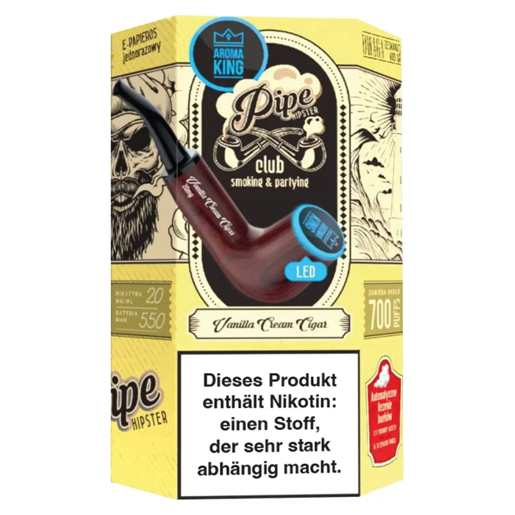 aroma king vape im tabakpfeifendesign mit vanille aroma und 20mg nikotin
