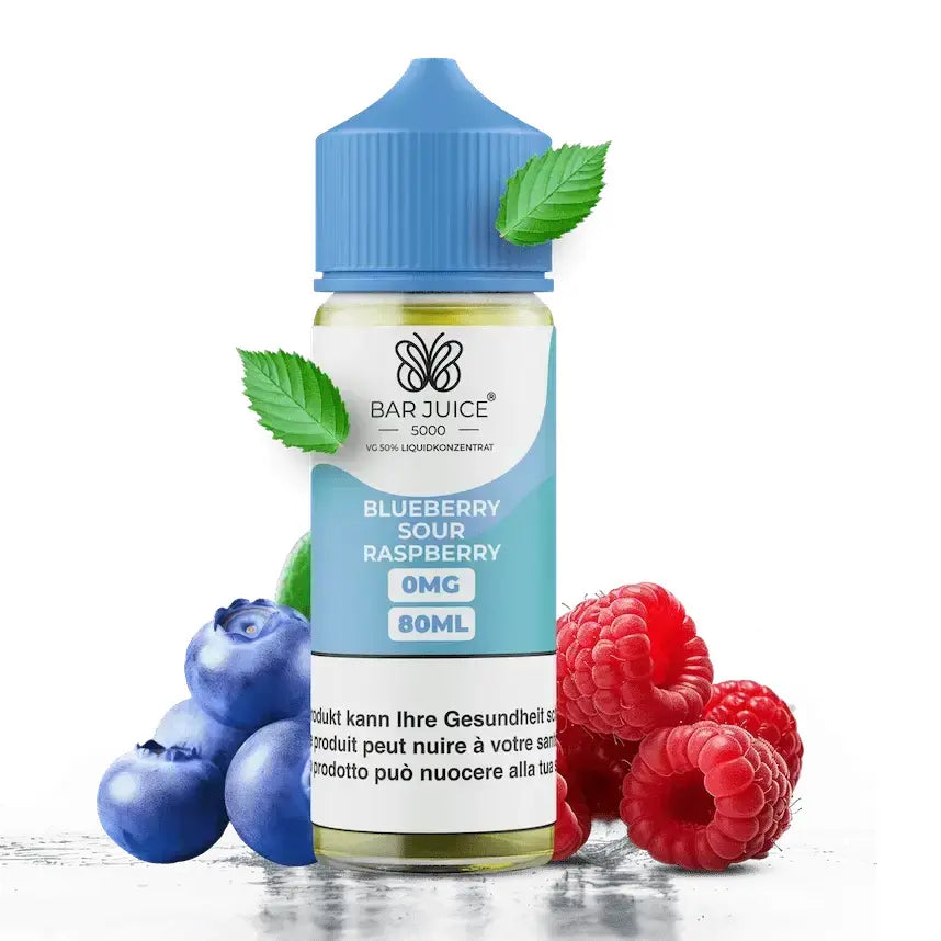 BAR JUICE e liquid blueberry sour raspberry 80ml nachfuellflasche mit blaubeere und saurer himbeere geschmack fuer e zigaretten in plastikflasche 0mg nikotin