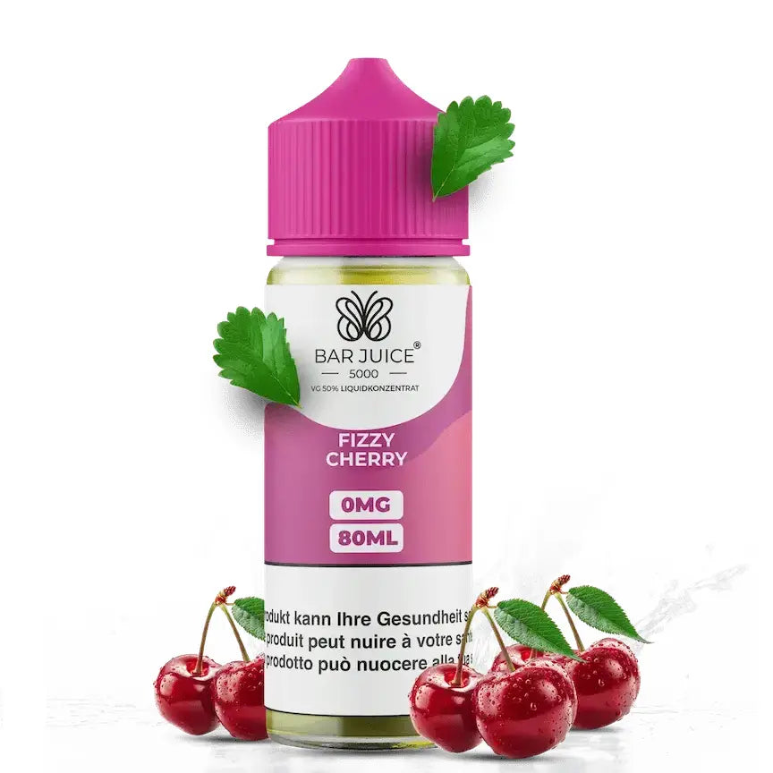 BAR JUICE e liquid fizzy cherry 80ml nachfuellflasche mit sprudelnder kirsche geschmack fuer e zigaretten in plastikflasche 0mg nikotin