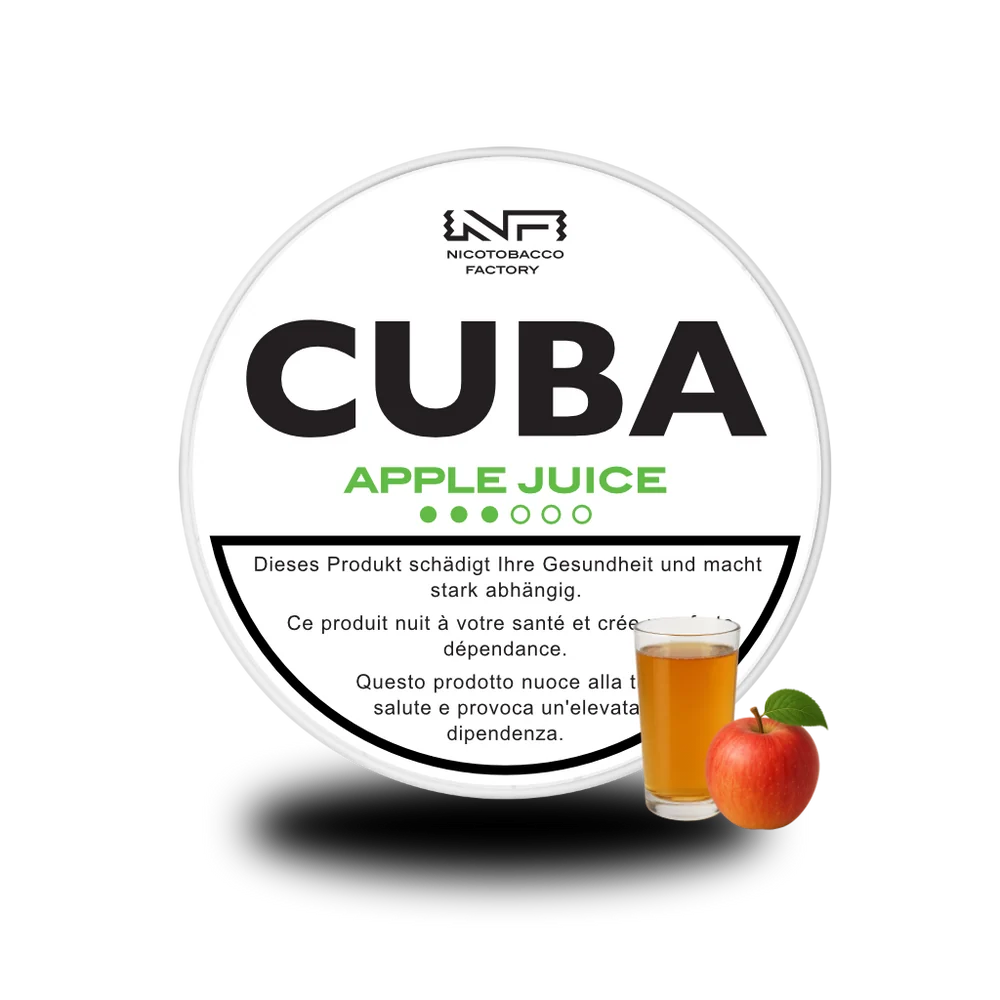 CUBA Snus White Apple Juice – tabakfreie Nicotine Pouches mit fruchtigem Apfelsaft-Aroma im Slim-Format, bis 16 mg Nikotin