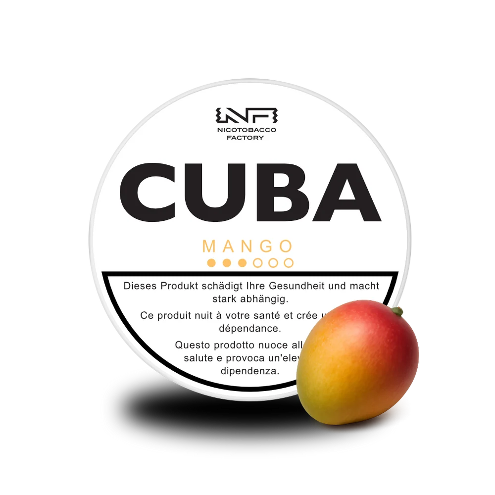 CUBA Snus White Mango – tabakfreie Nicotine Pouches mit süssem Mango-Aroma im Slim-Format, bis 16 mg Nikotin