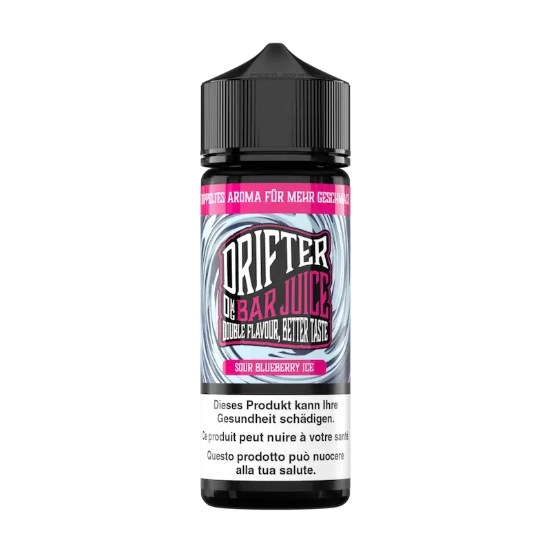 DRIFTER bar juice e liquid sour blueberry ice 100ml nachfuellflasche mit saurer blaubeere und menthol geschmack fuer e zigaretten in plastikflasche 0mg nikotin