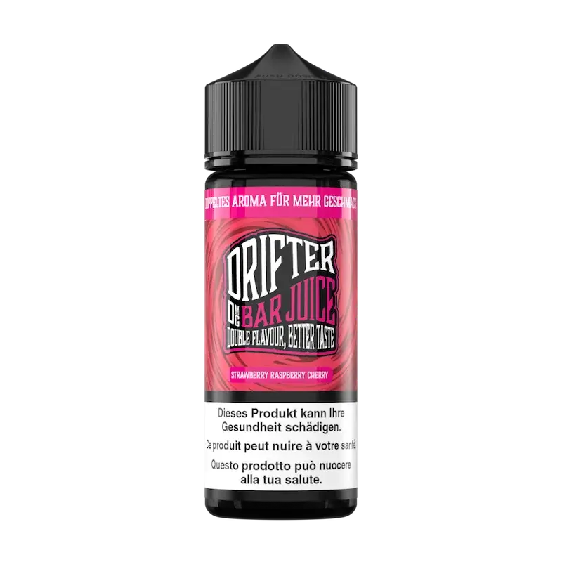 DRIFTER bar juice e liquid strawberry raspberry cherry 100ml nachfuellflasche mit erdbeere himbeere und kirsche geschmack fuer e zigaretten in plastikflasche 0mg nikotin