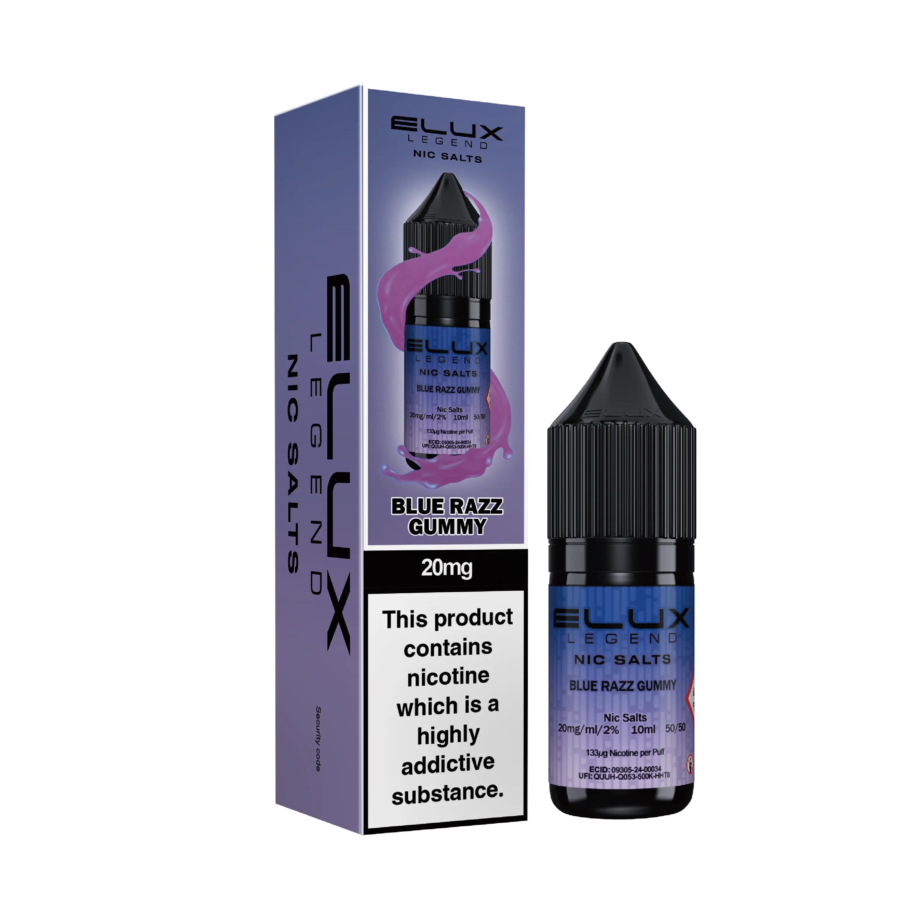 e-liquid elux 10ml blue razz gummy 20mg nikotin
