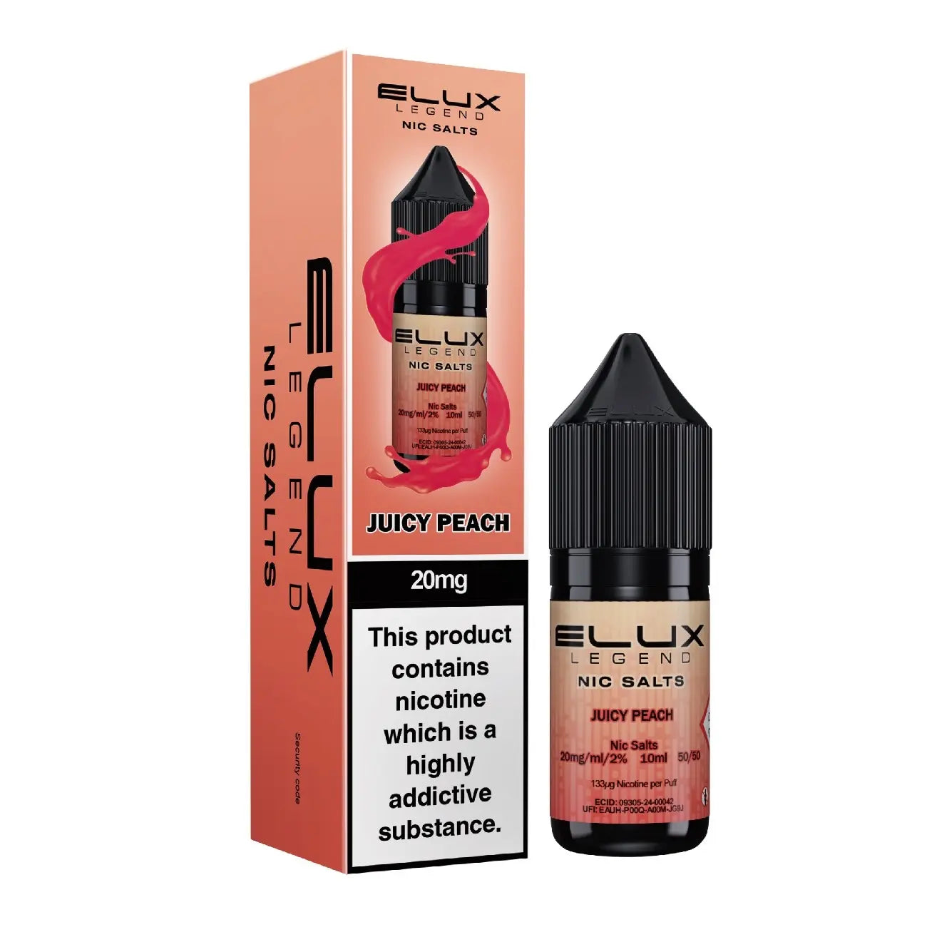e-liquid elux 10ml juicy peach 20mg nikotin