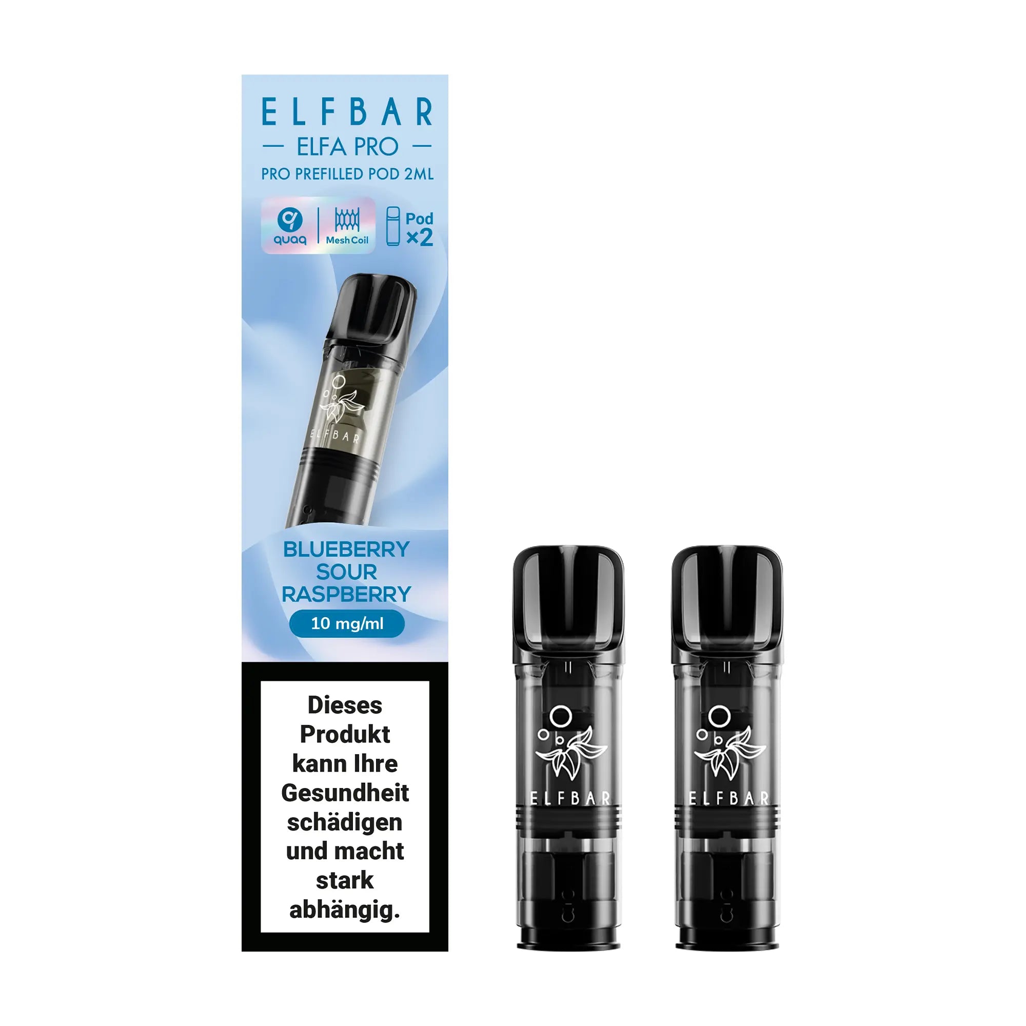 elfbar elfa pro pods 10mg mit blueberry sour raspberry aroma, 2 pods mit 1200 puffs
