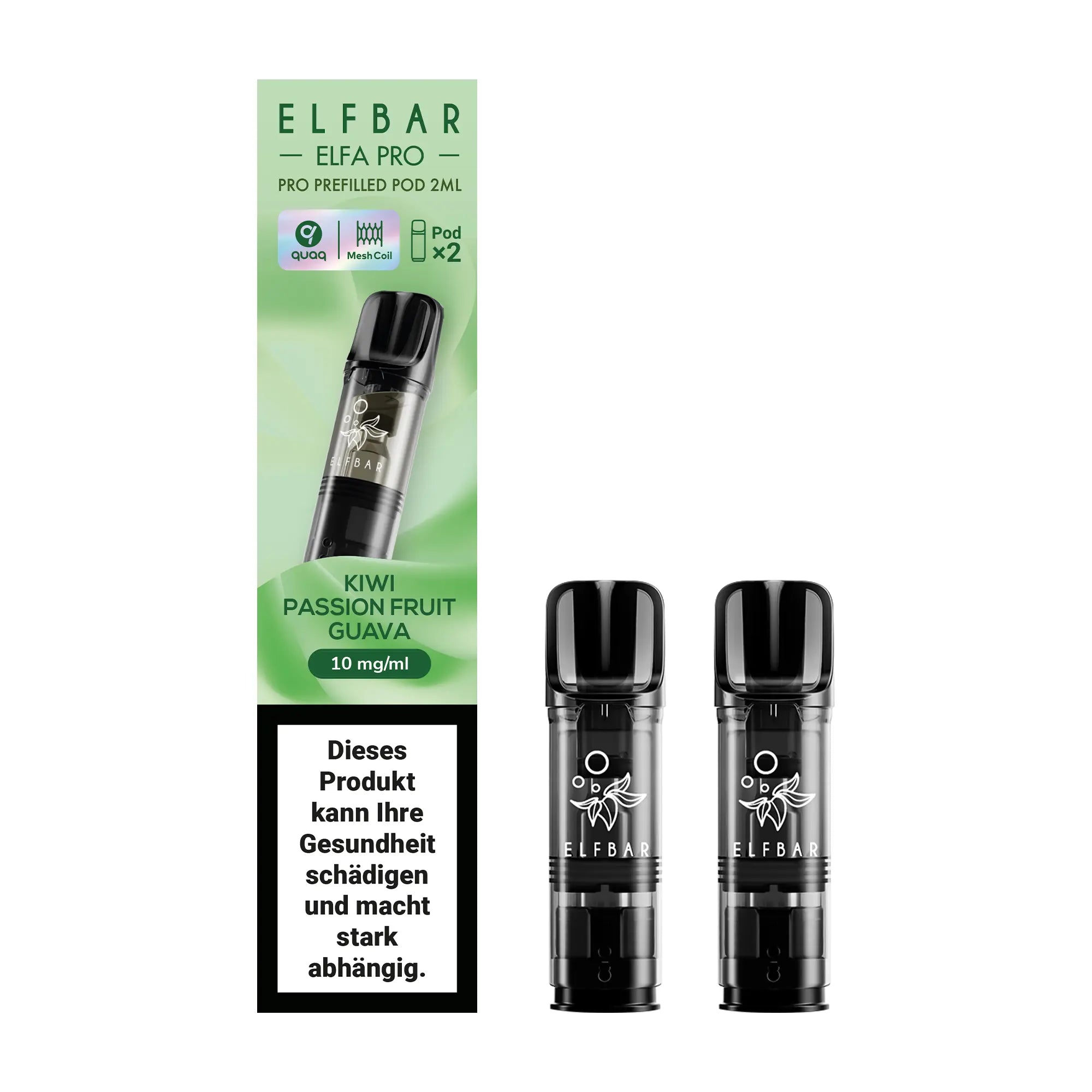 elfbar elfa pro pods 10mg mit kiwi passion fruit guava aroma, 2 pods mit 1200 puffs