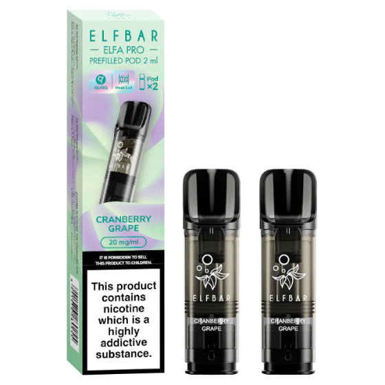 elfbar elfa pro pods 20mg mit cranberry traube aroma, 2 pods mit 1200 puffs