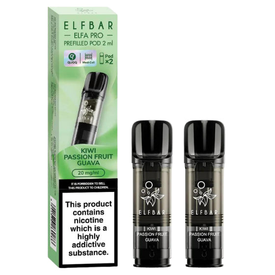 elfbar elfa pro pods 20mg mit kiwi passion fruit guava aroma, 2 pods mit 1200 puffs