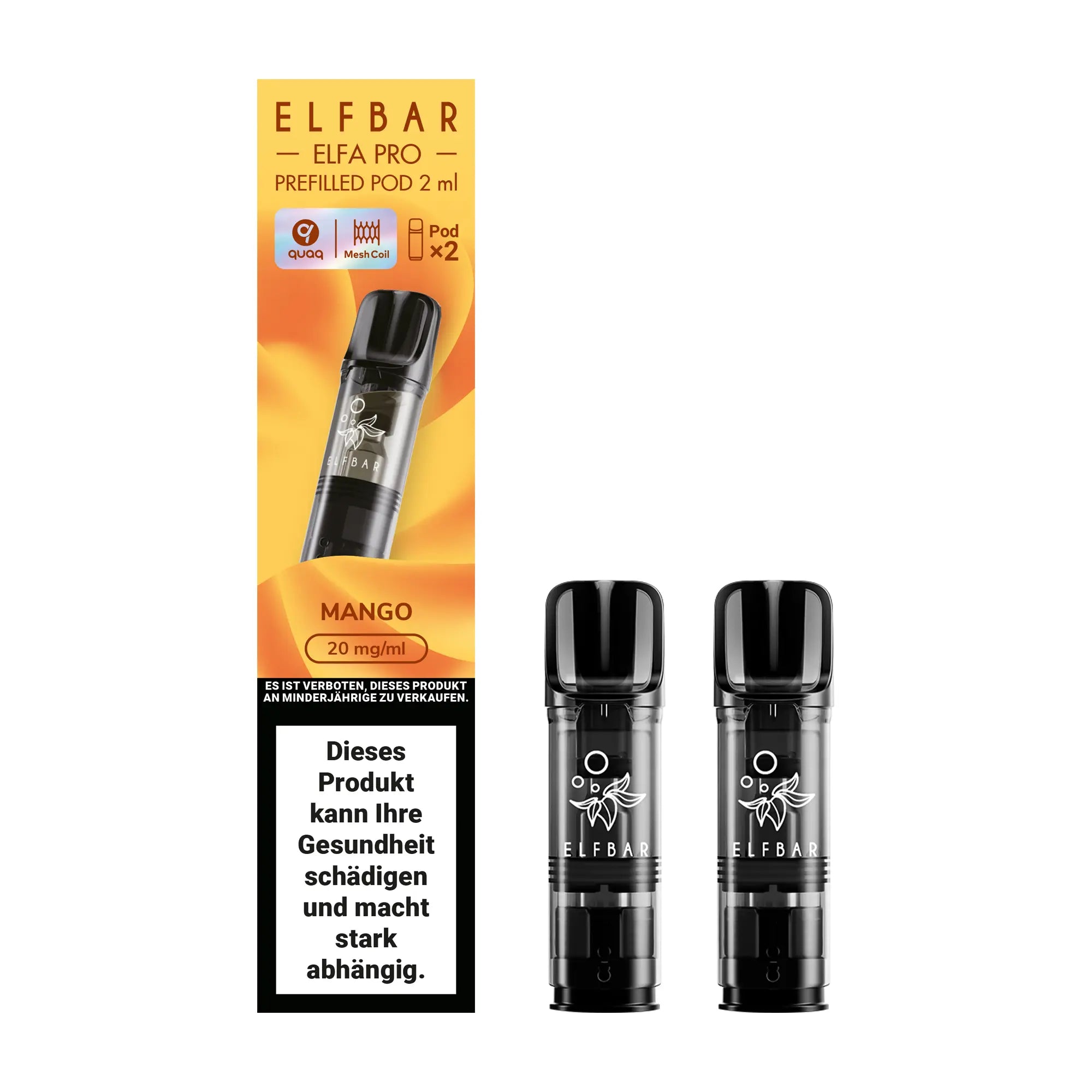 elfbar elfa pro pods 20mg mit mango aroma, 2 pods mit 1200 puffs