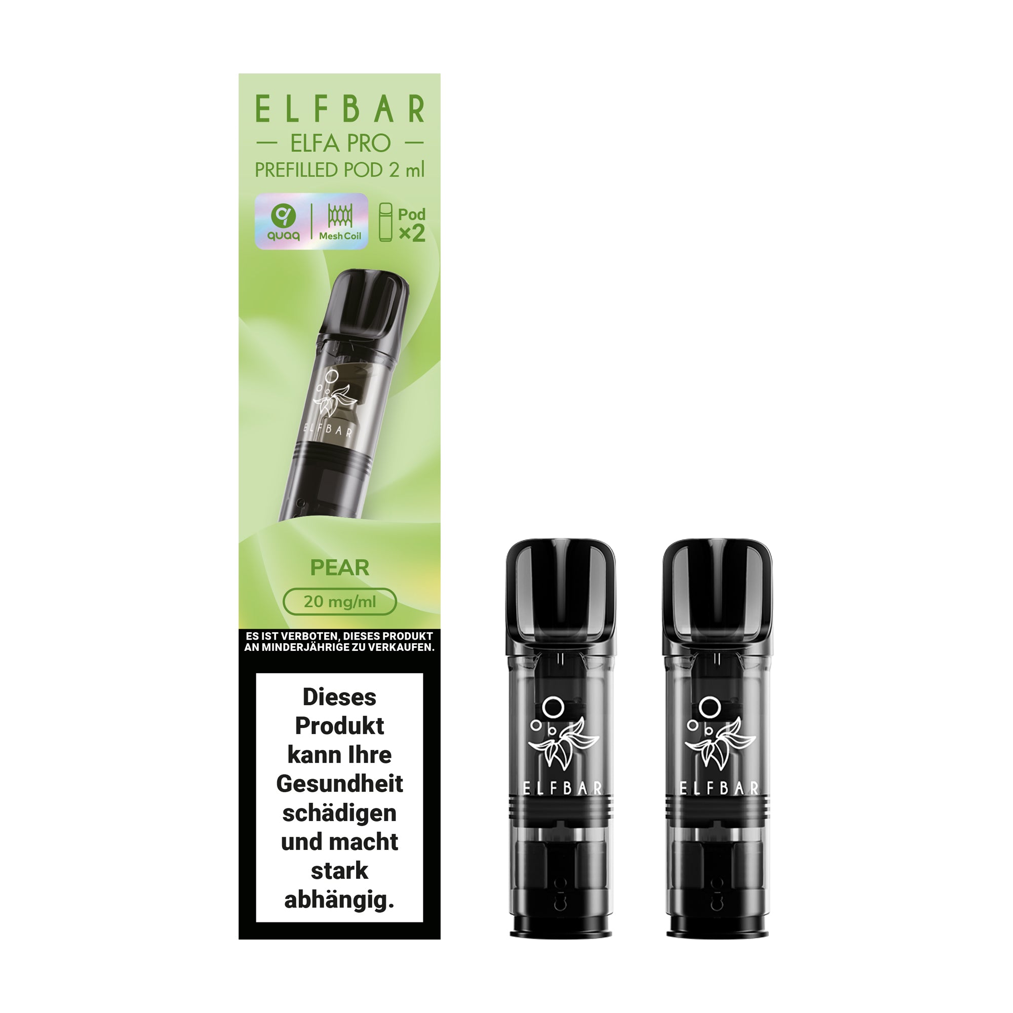 elfbar elfa pro pods 20mg mit birnen aroma, 2 pods mit 1200 puffs