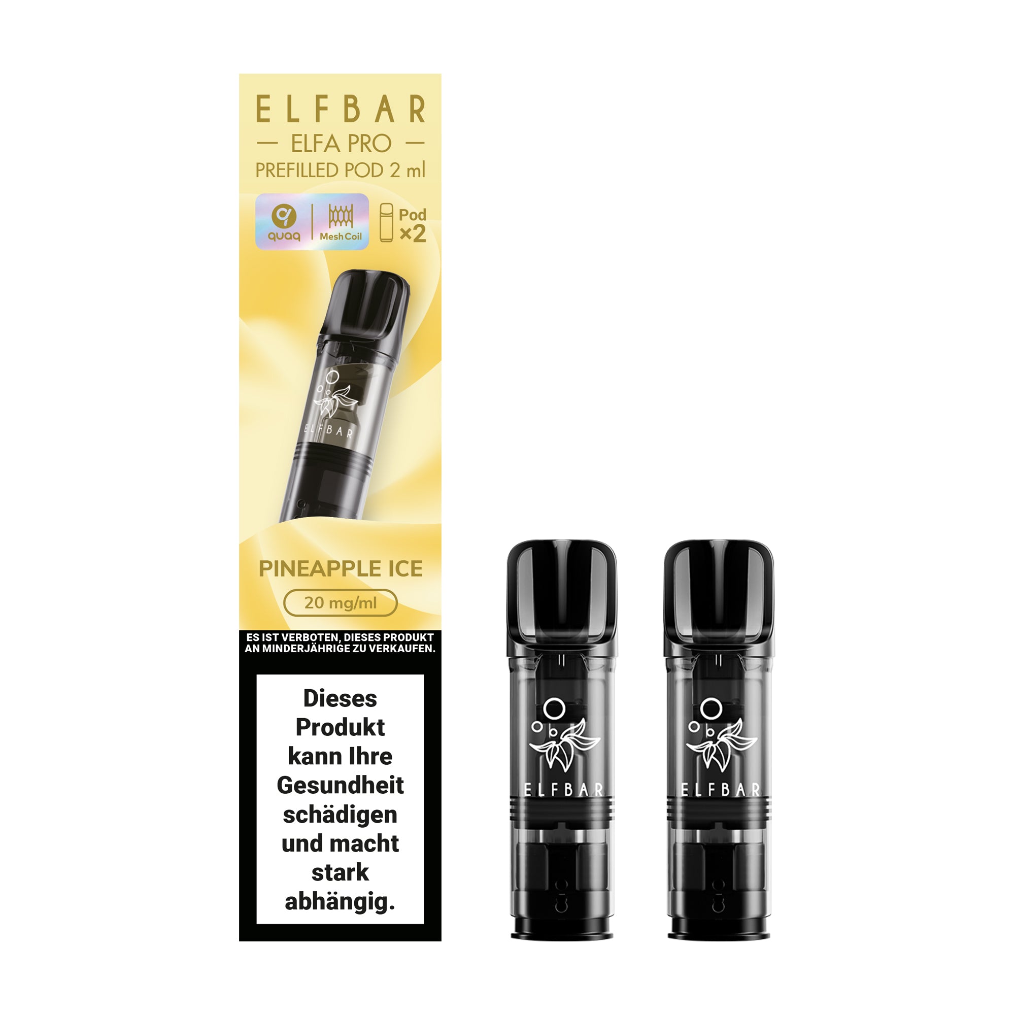 elfbar elfa pro pods 20mg mit pineapple ice aroma, 2 pods mit 1200 puffs
